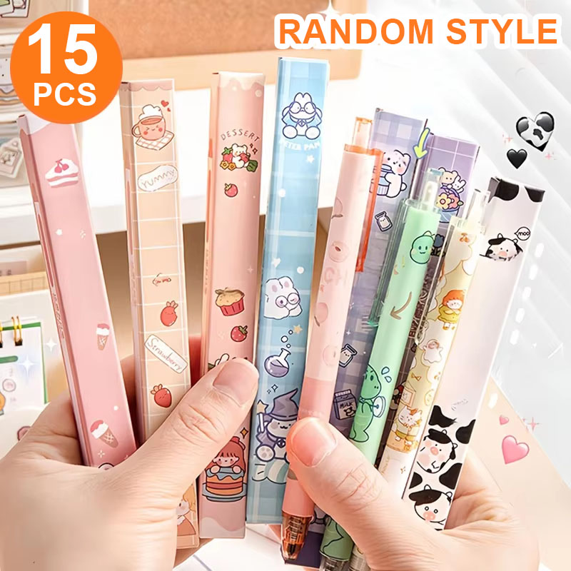 Stationery Supplies Business - ปากกาเจลแบบเดี่ยว 15 ด้ามในกล่องสุ่ม เหมาะสำหรับนักเรียน, ใช้ในสำนักงาน, ธุรกิจ,