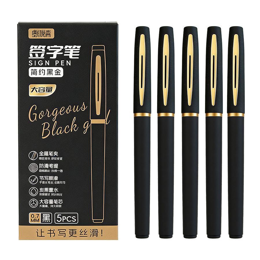 Stationery Supplies Business - 5 ชิ้น/แพ็คปากกาเจลขนาดใหญ่ 0.5/0.7/1.0 มม. หัวปากกา 0.5/0.7/1.0