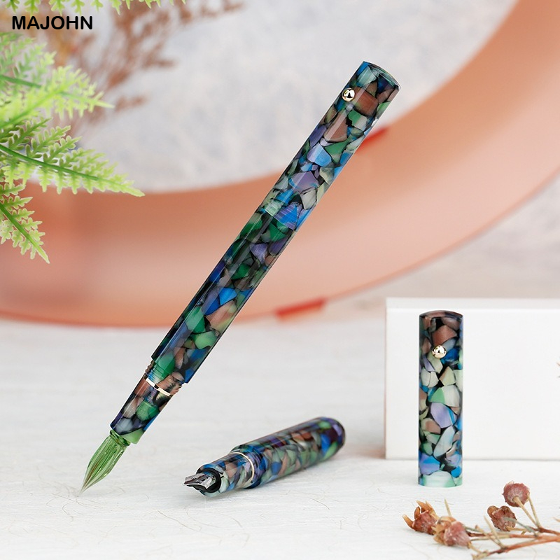 Stationery Supplies Business - ปากกาหมึกซึม MAJOHN N8 หัวเรซิ่นแก้ว ปากกาเขียนด้วยมือ สำหรับเขียนธุรกิจ