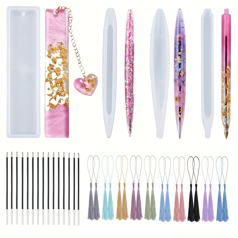 Stationery Warehouse - แม่พิมพ์ซิลิโคนสำหรับปากกาและที่คั่นหนังสือ/พู่，แม่พิมพ์สำหรับหล่อเรซินอีพ็อกซี่，วัสดุเครื่องเขียนทำมือ，แม่พิมพ์ปากกาหลากหลายแบบ，พู่และอื่นๆ