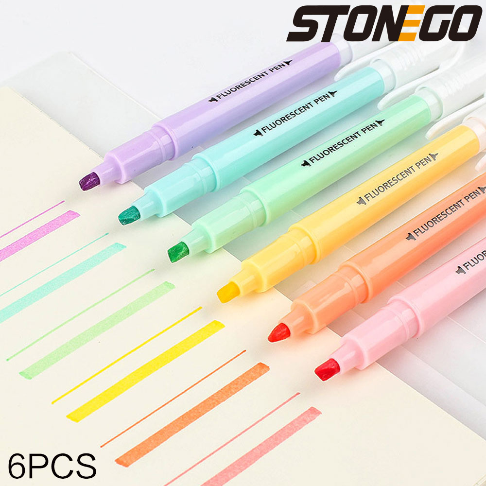 STONEGO 6PCS Dual Tip Highligh - Highlighter Set Pastel บทวิจารณ์และราคา