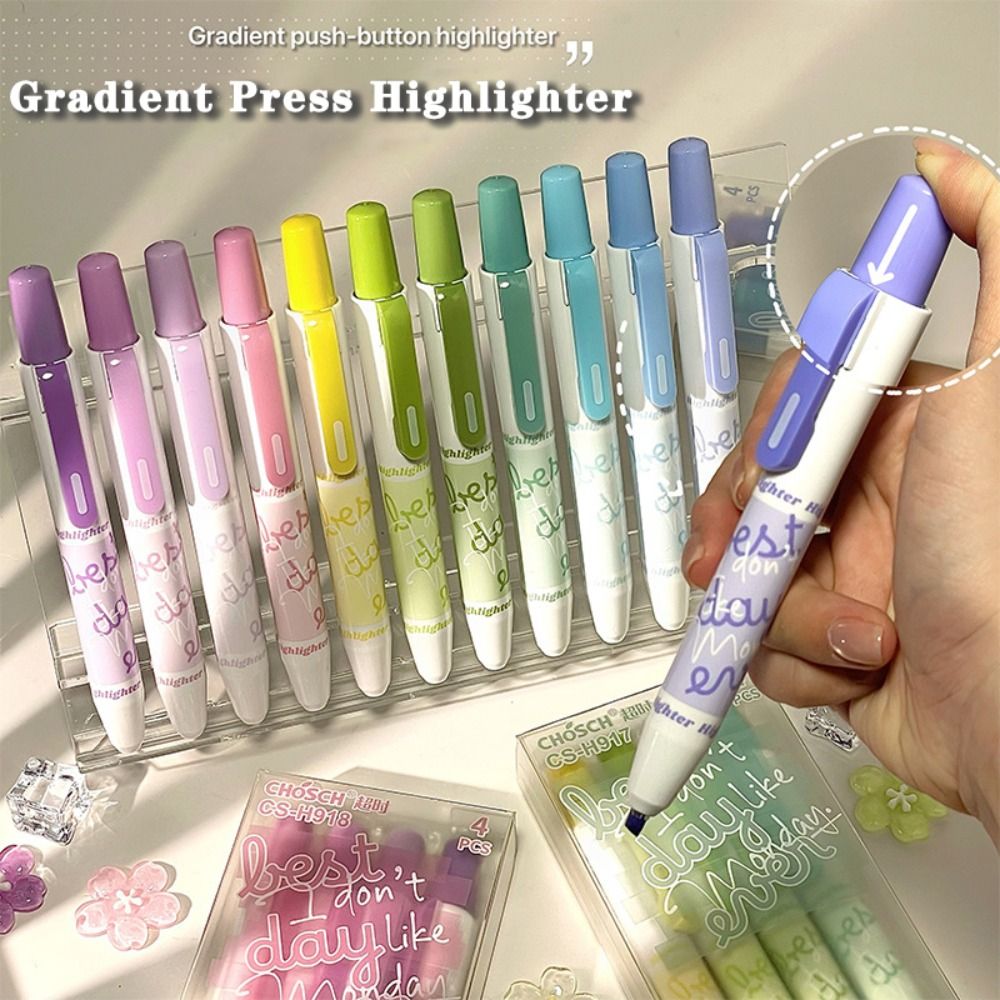 ปากกาไฮไลท์แบบกด 4 ชิ้น สีไล่ร - Highlighter Set Pastel บทวิจารณ์และราคา