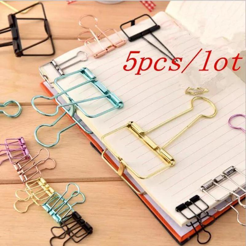 5 ชิ้นโรสโกลด์คลิปหนีบโลหะสำนั - Binder Clip Assorted บทวิจารณ์และราคา