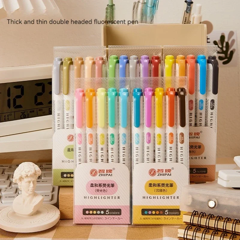 ชุดปากกาเน้นข้อความสองหัว 5 สี - Highlighter Set Pastel บทวิจารณ์และราคา
