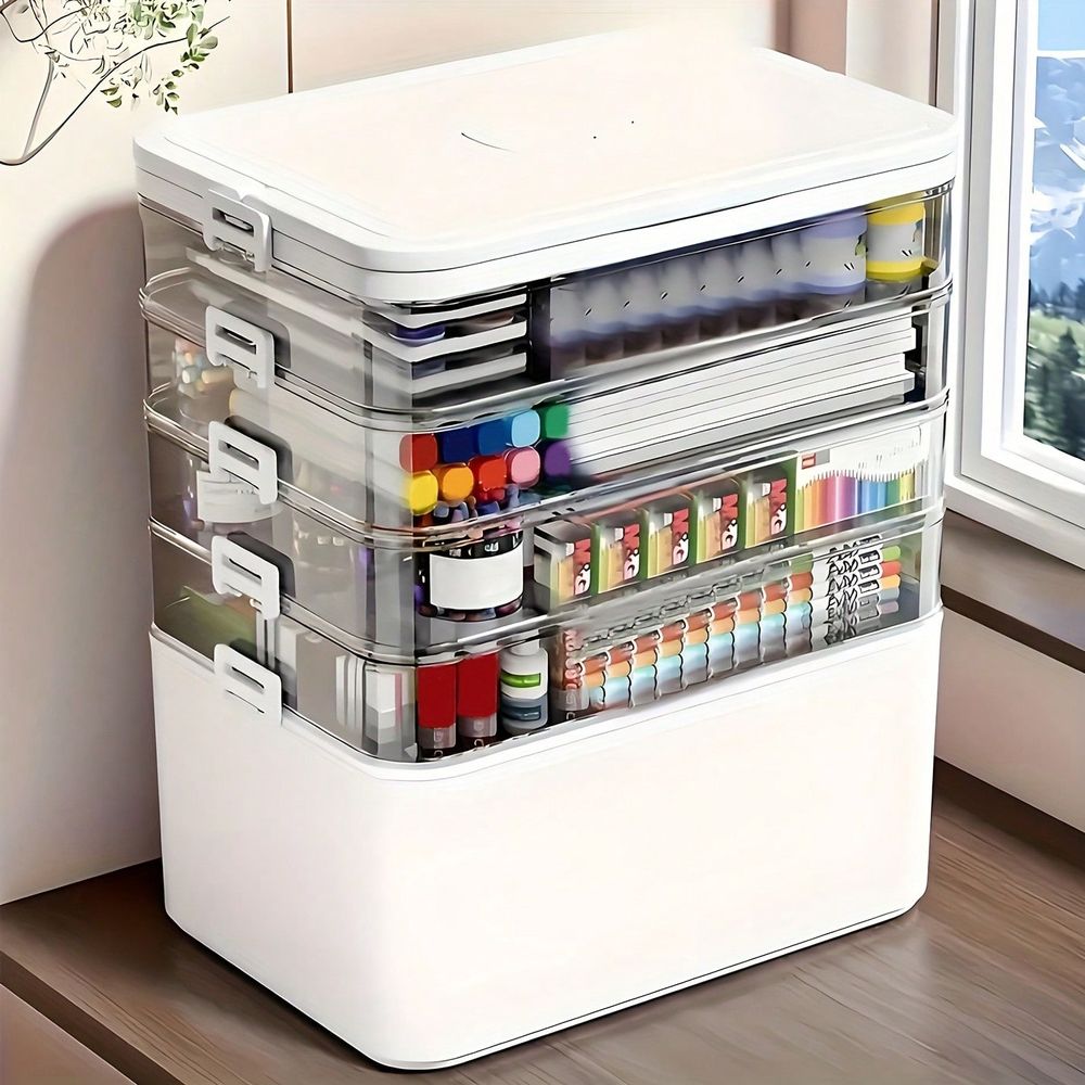 กล่องจัดเก็บยาแบบโปร่งใสหลายชั - Stationery Office บทวิจารณ์และราคา